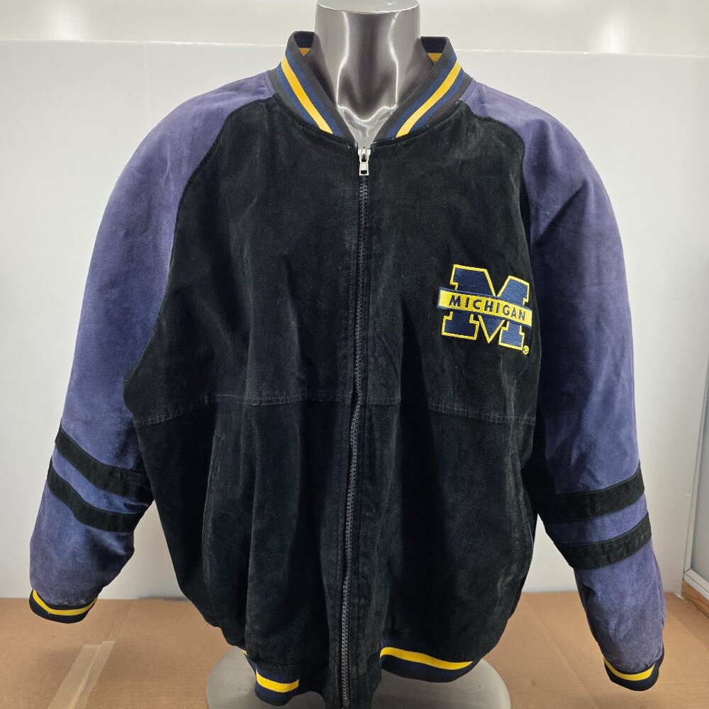Vintage Michigan Wolverines Varsity Jacket Mens XXLarge Suede  Cable Sports